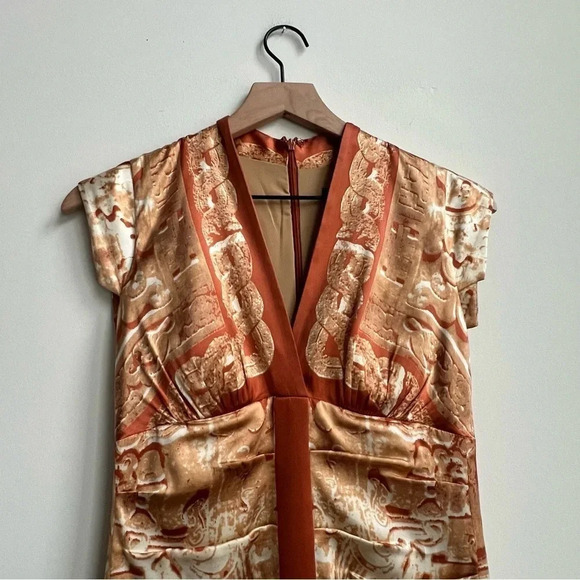 Nicole Miller Bodycon Ruched Dress Silk Baroque Vintage 90's Greek Goddess SZ 0 - Picture 3 of 16